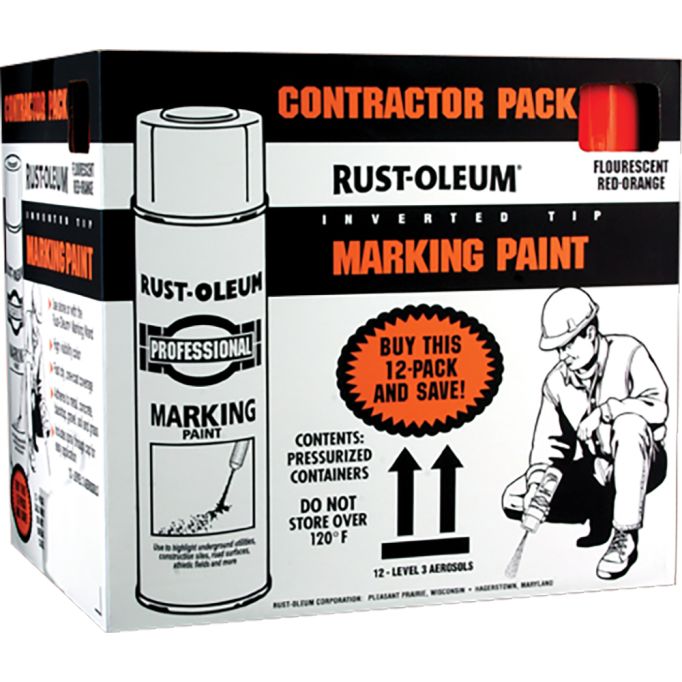 Rust-Oleum 15oz Red-Orange Fluorescent Marking Paint (Contractor Pack of 12)