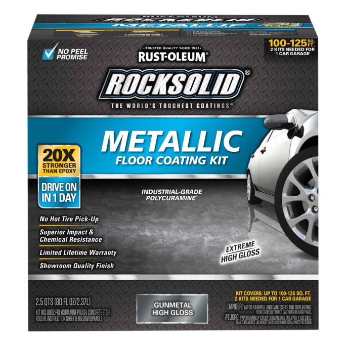 Rust-Oleum Rocksolid Gunmetal High Gloss 1 Car Garage Floor Coating Kit