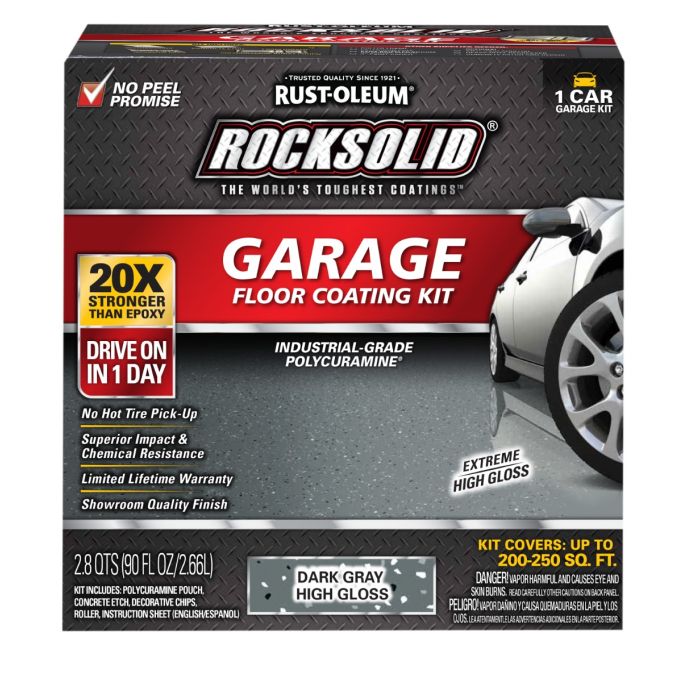 Rust-Oleum Rocksolid Dark Gray High Gloss 1 Car Garage Floor Coating Kit