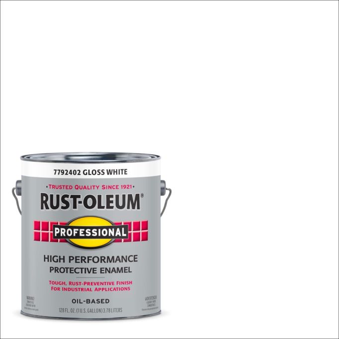 Rust-Oleum 1gal Gloss White Professional Oil Based Enamel Paint (High Performance)