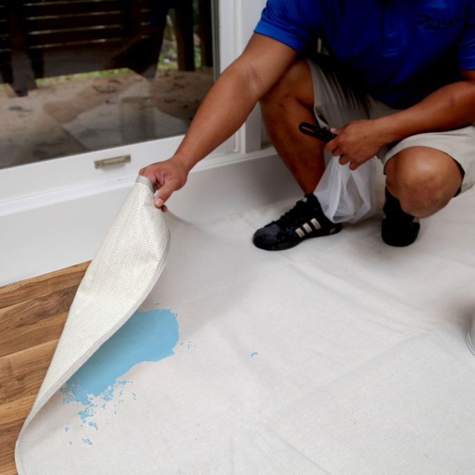 Trimaco 9' x 12' Stay Put Canvas w/ Anti-Slip Barrier + Spill Block Drop Cloth