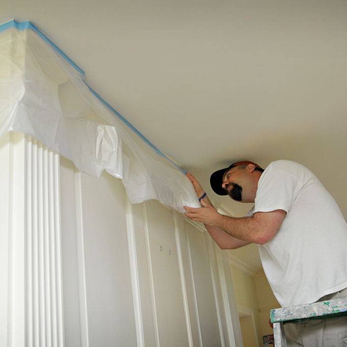 Trimaco Easy Mask 2' x 72' Tape & Drape Plastic Pretaped Drop Cloth