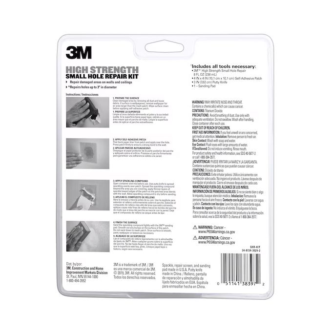 3M 8oz High Strength Small Hole Repair Kit Spackling Compound