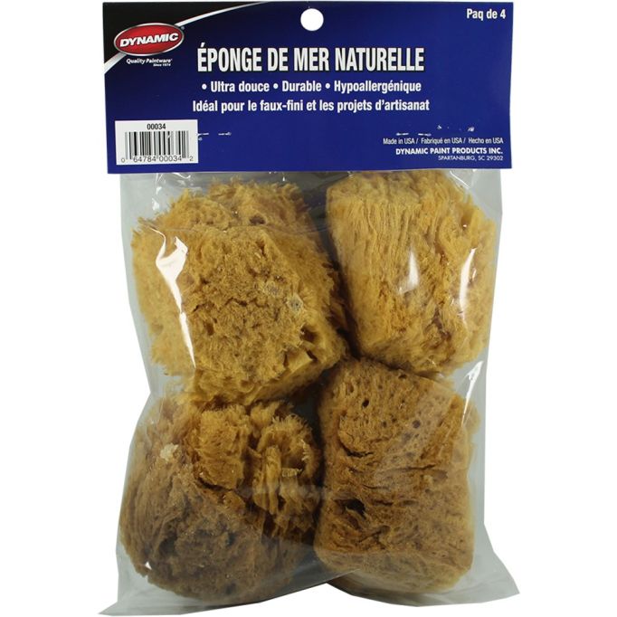 Dynamic 4" Natural Artist and Craft Sea Sponges (4pk)