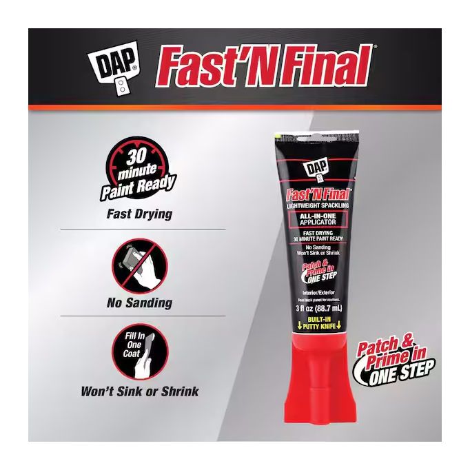 Dap 3oz Fast N Final Lightweight Spackling w/ Built in Putty Knife