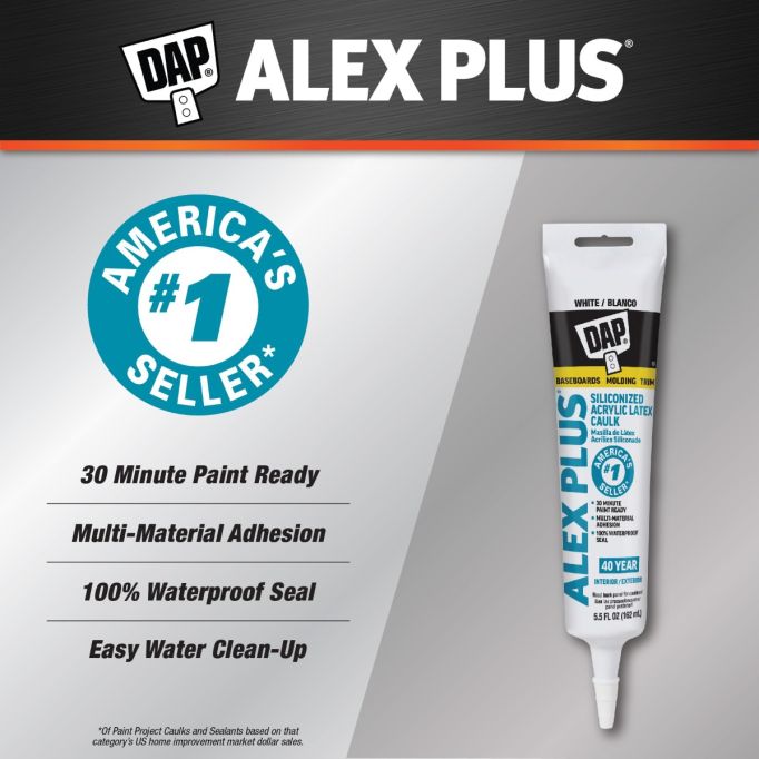 DAP 5.5oz White Alex Plus All Purpose Acrylic Latex Caulk Plus Silicone