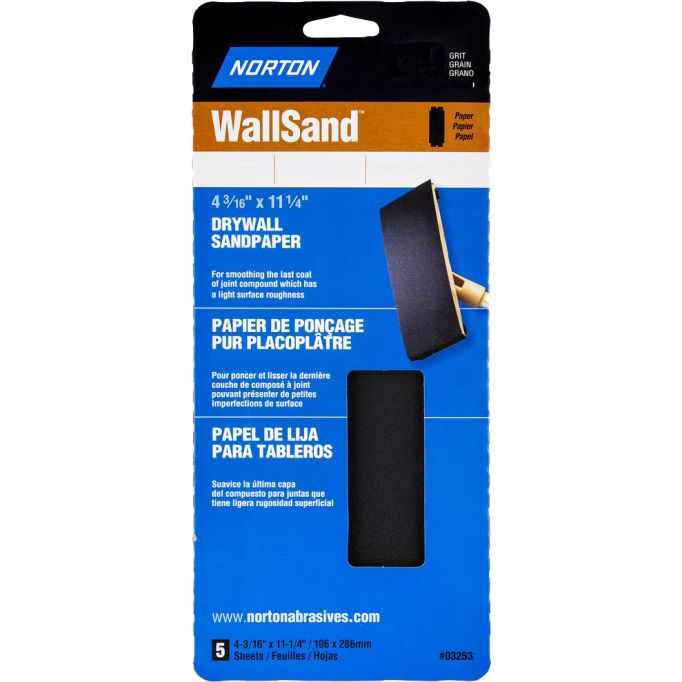 Norton 4-3/16" x 11" 80D WallSand Paper Cut Sheets 5Pk