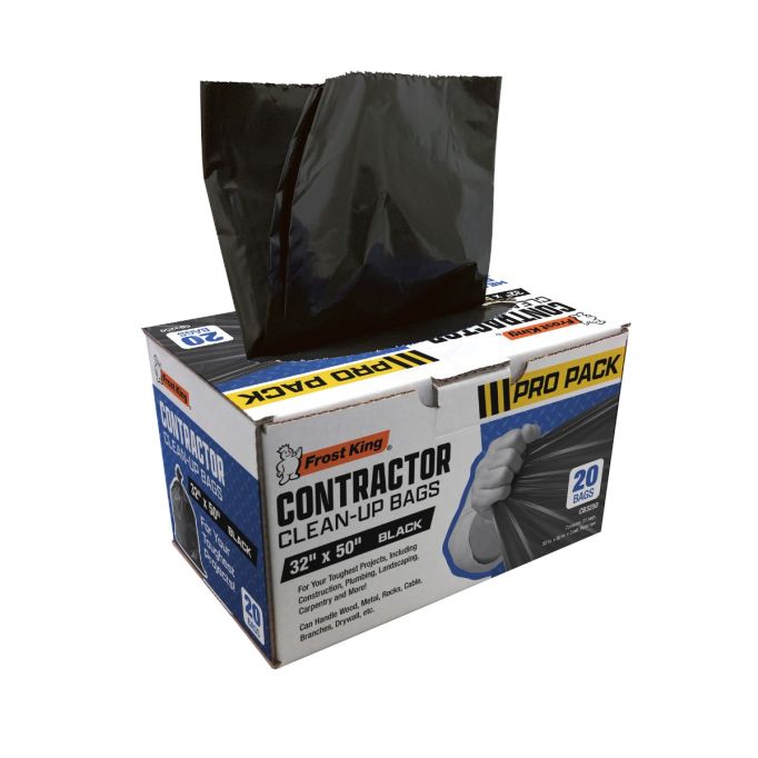 Frost King 3mil 42gal 32" x 50" Black Contractor Bags (20ct)