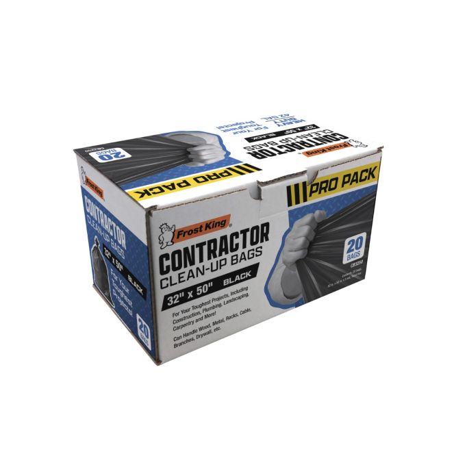 Frost King 3mil 42gal 32" x 50" Black Contractor Bags (20ct)