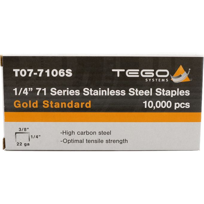Tego 1/4" 71 Series Stainless Steel Staples (Case of 20)