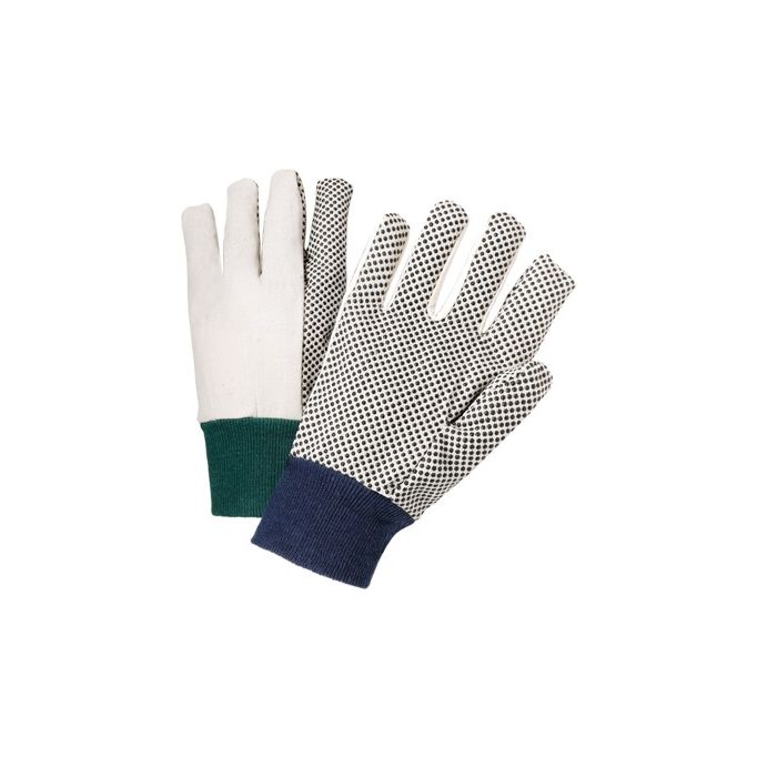 West Chester Large White Canvas Glove Knit Wrist w/ PVC Dots