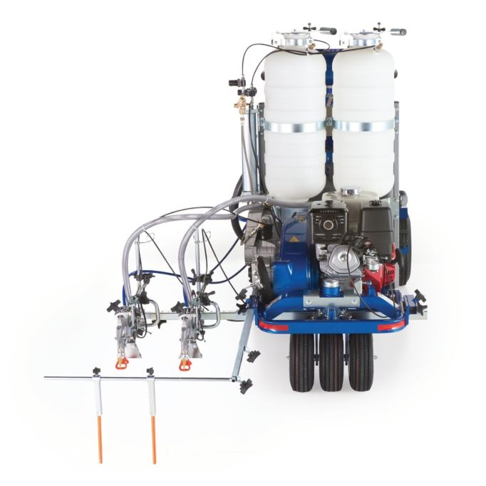 Graco LineLazer V 250SPS HP Reflective Series Self-Propelled Gas Hydraulic Airless Line Striper & Pressurized EZ Bead System w/ Two AutomaticGuns & TwoTanks