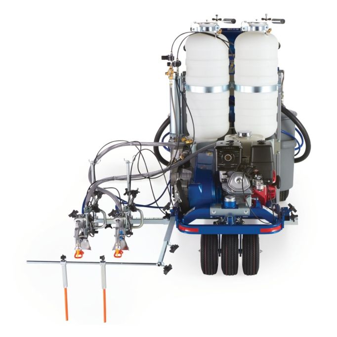 Graco LineLazer V 250DC HP Reflective Series Dual Color Self-Propelled Gas Hydraulic Airless Line Striper & Pressurized EZ Bead System w/TwoAutomaticGuns& Two Tanks