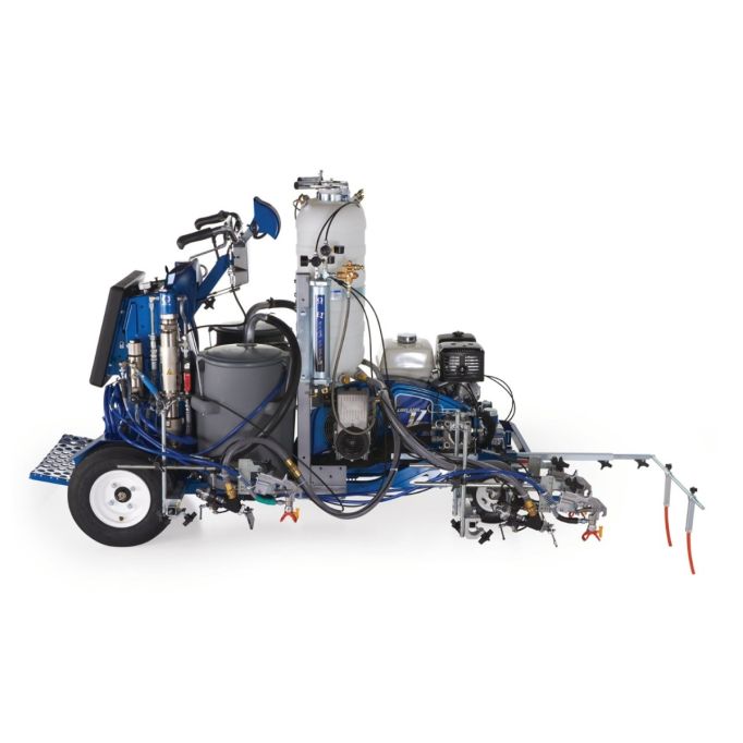 Graco LineLazer V 250DC HP Reflective Series Dual Color Self-Propelled Gas Hydraulic Airless Line Striper & Pressurized EZ Bead System w/Three Automatic Guns & Two Tanks