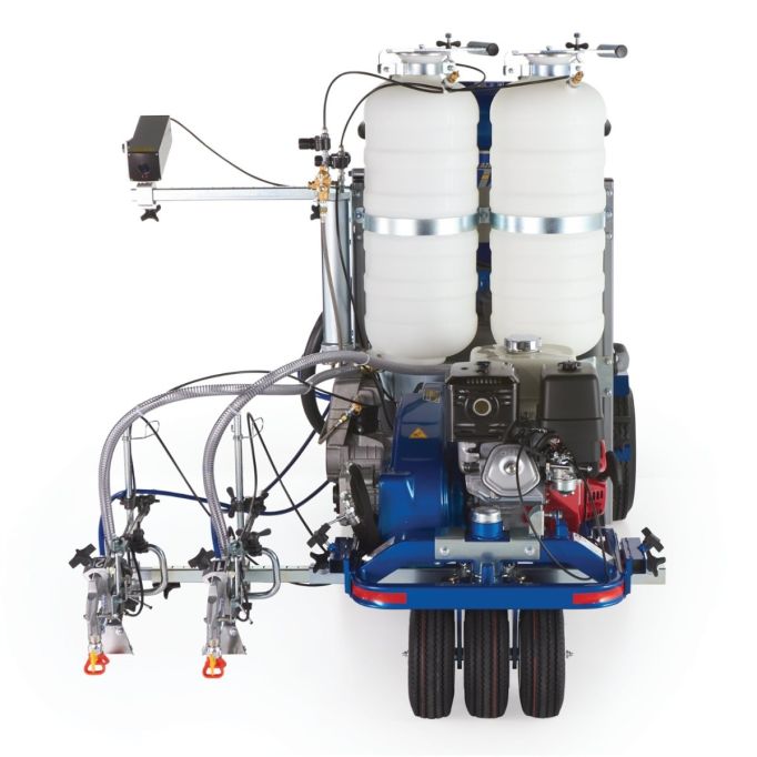 Graco LineLazer V 250SPS HP Reflective Series Self-Propelled Gas Hydraulic Airless Line Striper, Pressurized EZ Bead System, & LazerGuide3000 System w/TwoAutomatic Guns & Two Tanks