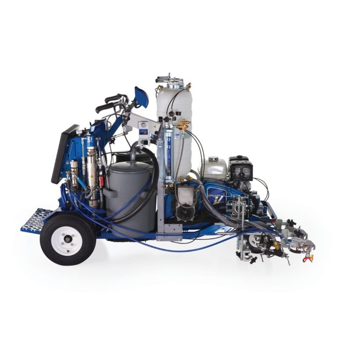 Graco LineLazer V 250DC HP Reflective Series Dual Color Self-Propelled Gas Hydraulic Airless Line Striper, Pressurized EZ Bead System, & LazerGuide 3000System w/ Two Automatic Guns & Two Tanks