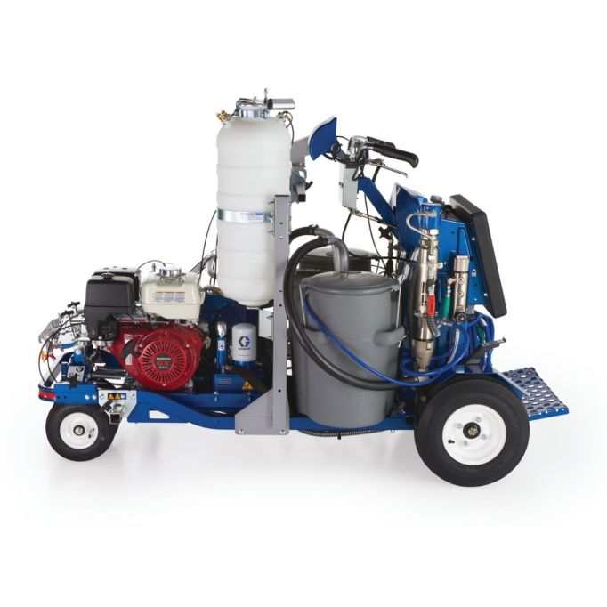Graco LineLazer V 250DC HP Reflective Series Dual Color Self-Propelled Gas Hydraulic Airless Line Striper, Pressurized EZ Bead System, & LazerGuide 3000System w/ Two Automatic Guns & Two Tanks