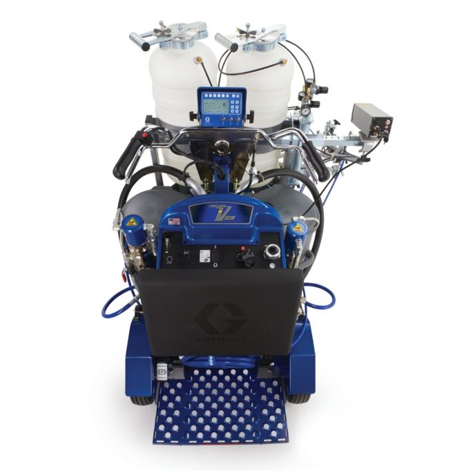 Graco LineLazer V 250DC HP Reflective Series Dual Color Self-Propelled Gas Hydraulic Airless Line Striper, Pressurized EZ Bead System, & LazerGuide 3000System w/ Two Automatic Guns & Two Tanks