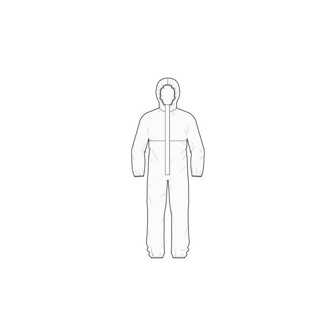 Protective Coverall PP Non-Woven 37GSM + PE 28GSM X-Large - White (1 box contains 5 Coveralls)
