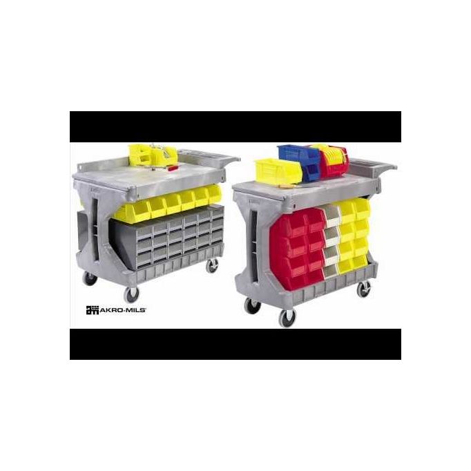 Akro-Mils 45-5/8" x 24" x 34-3/4" Gray Large ProCart w/Flip Rails - 400lb Capacity
