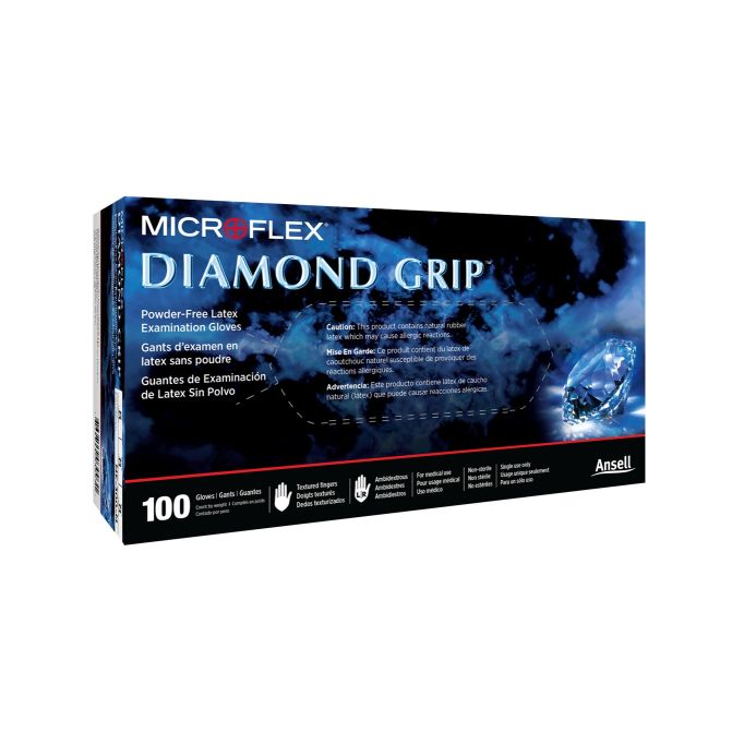 Microflex 7.5mil Diamond Grip Latex Gloves 100pk