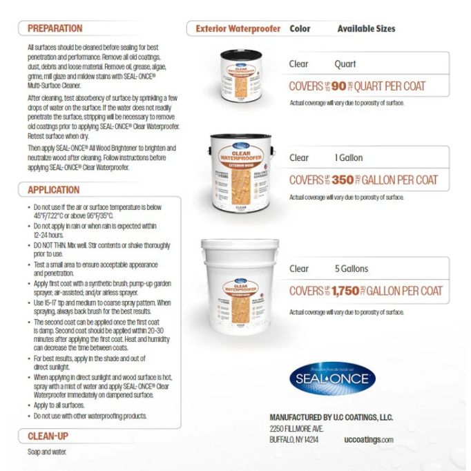 Seal-Once Custom Semi-Transparent Exterior Wood Stain & Waterproofer