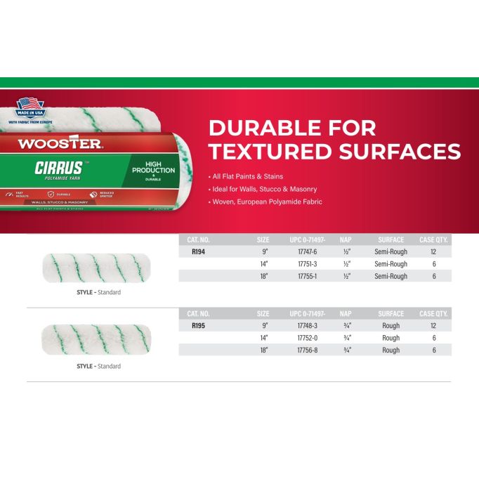 Wooster Cirrus Woven Polyamide Yarn Roller Covers