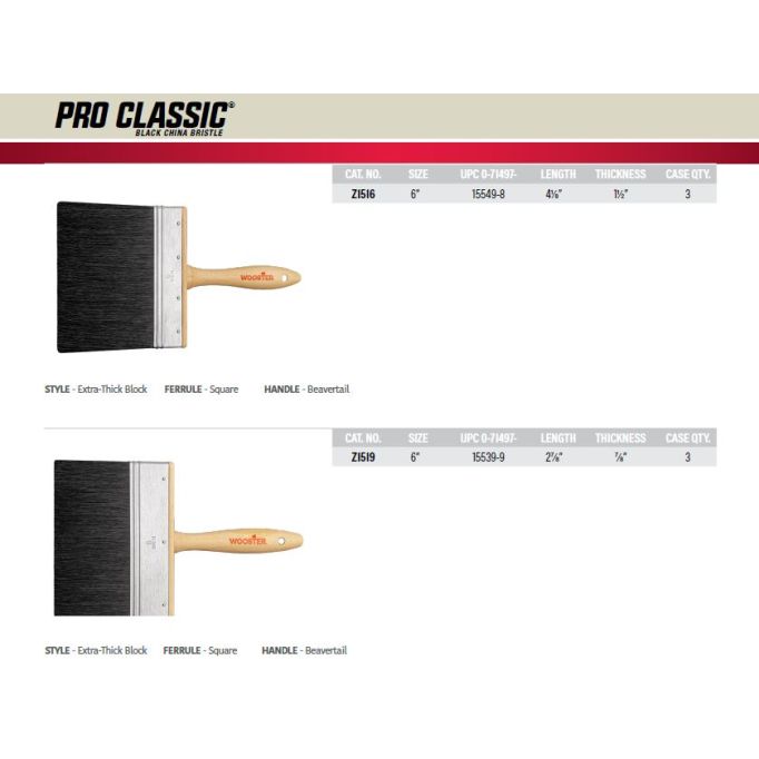 Wooster Pro Classic Black China Bristle Paint Brushes