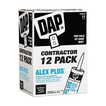 DAP 10.1oz White Alex Plus All Purpose Acrylic Latex Caulk Plus Silicone Contractor Pack 1=12pk