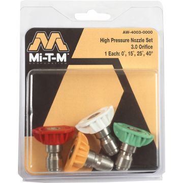 Mi-T-M 3.0 Orifice Pressure Washer Quick Connect Nozzle Set (Contains 4ea 0,15, 25 & 40)