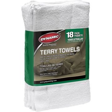 Dynamic 14" x 17" White Terry Towel 18Pk