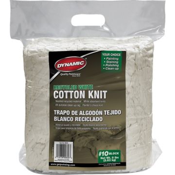 Dynamic #10 8Lb Block Recycled White Cotton Knit Wiping Cloth