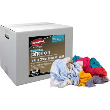 Dynamic #25 20lb Box Mixed Color Cotton Knit Wiping Cloth