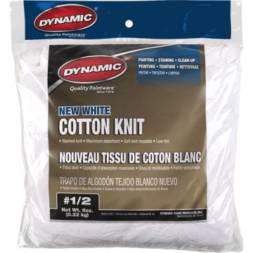 Dynamic #1/2 8 oz. Bag New White Cotton Knit Wiping Cloth