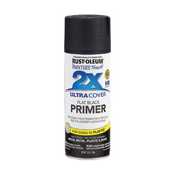 Rust-Oleum 12oz Flat Black Primer 2X Ultra Cover Painters Touch Spray Paint