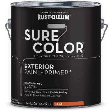 Rust-Oleum 1gal Flat Black SURE COLOR Exterior Paint + Primer