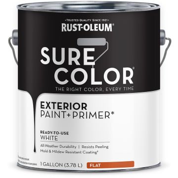 Rust-Oleum 1gal Flat White SURE COLOR Exterior Paint + Primer