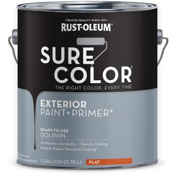 Rust-Oleum 1gal Flat Dolphin SURE COLOR Exterior Paint + Primer
