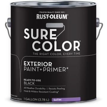 Rust-Oleum 1gal Satin Black SURE COLOR Exterior Paint + Primer