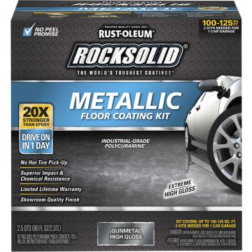 Rust-Oleum Rocksolid Gunmetal High Gloss 1 Car Garage Floor Coating Kit