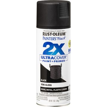 Rust-Oleum 12oz Semi-Gloss Black 2X Ultra Cover Painters Touch Spray Paint