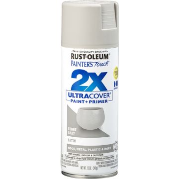 Rust-Oleum 12oz Satin Stone Gray 2X Ultra Cover Painters Touch Spray Paint