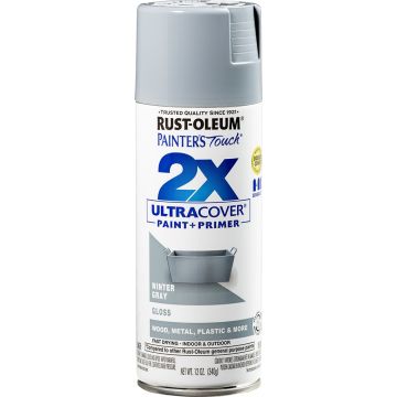 Rust-Oleum 12oz Gloss Winter Gray 2X Ultra Cover Painters Touch Spray Paint