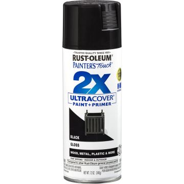 Rust-Oleum 12oz Gloss Black 2X Ultra Cover Painters Touch Spray Paint