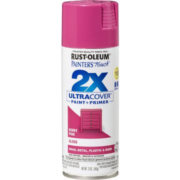 Rust-Oleum 12oz Gloss Berry Pink 2X Ultra Cover Painters Touch Spray Paint