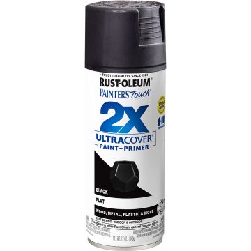 Rust-Oleum 12oz Flat Black 2X Ultra Cover Painters Touch Spray Paint