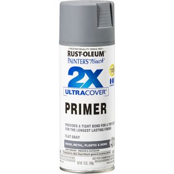 Rust-Oleum 12oz Flat Gray Primer 2X Ultra Cover Painters Touch Spray Paint