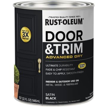 Rust-Oleum 1qt Satin Black Stops Rust Door & Trim Water-Based Paint