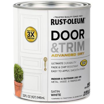 Rust-Oleum 1qt Satin White Stops Rust Door & Trim Water-Based Paint