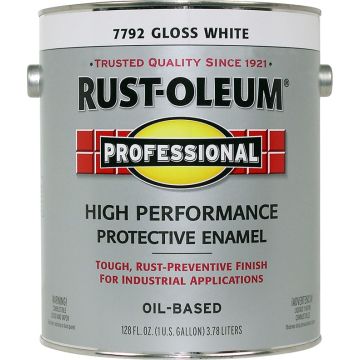 Rust-Oleum 1gal Gloss White Professional Oil Based Enamel Paint (High Performance)